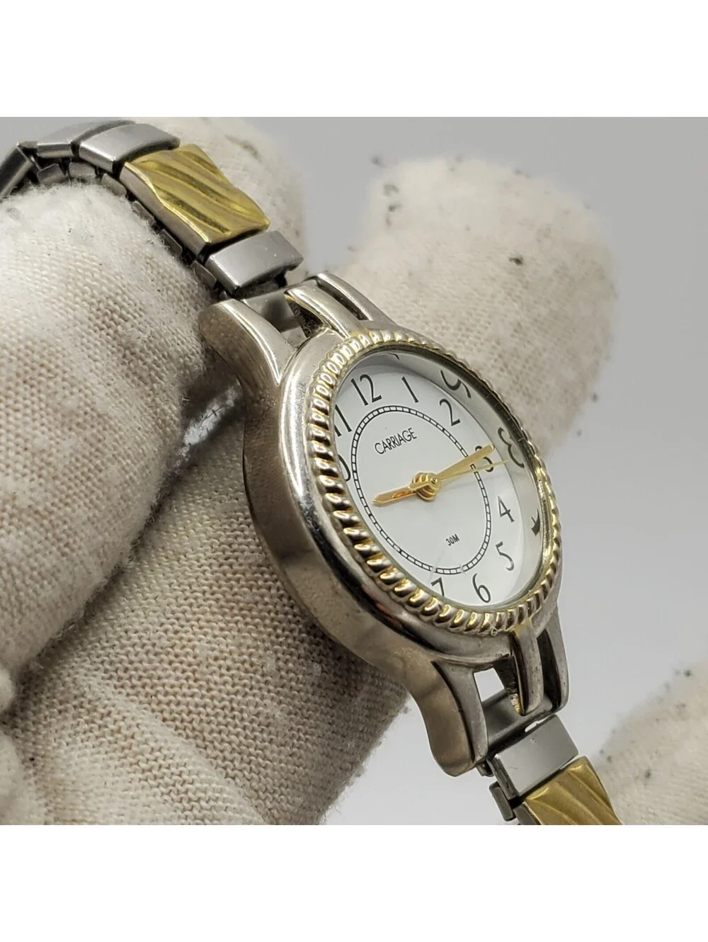 Timex Carriage Womens Watch 22mm Two-Tone Stretch Band New Battery